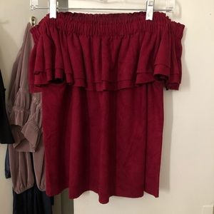 maroon off the shoulder top